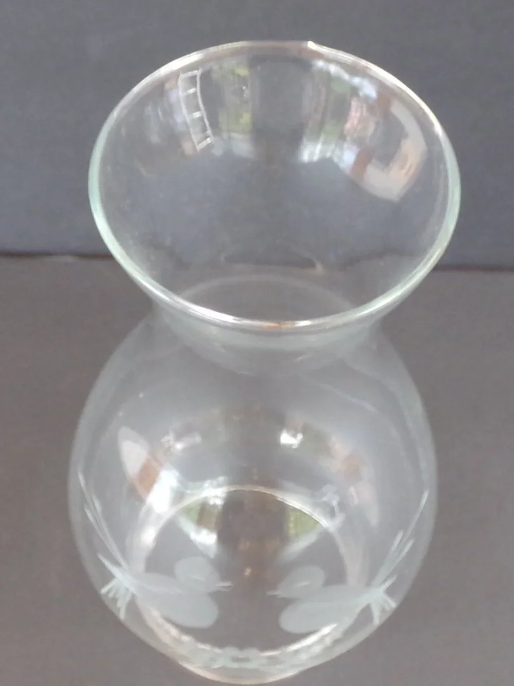 Hurricane Lamp Globe Oil Chimney Clear Etched Birds Replacement Glass Cover
